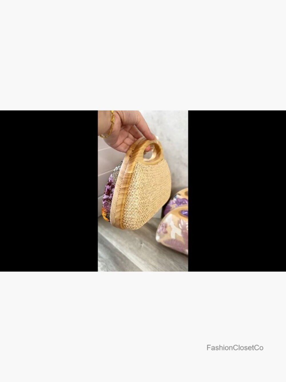 Straw Clutch Handbag Crossbody Summer Purse Evening Bag Top Handle Beach - Picture 7 of 7